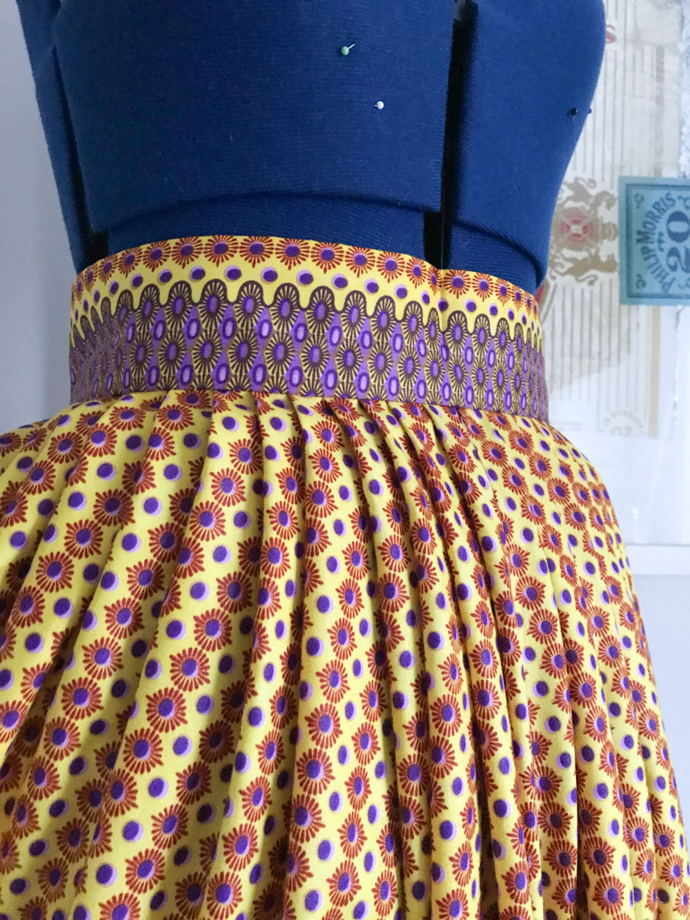 Lucy cowl skirt detail
