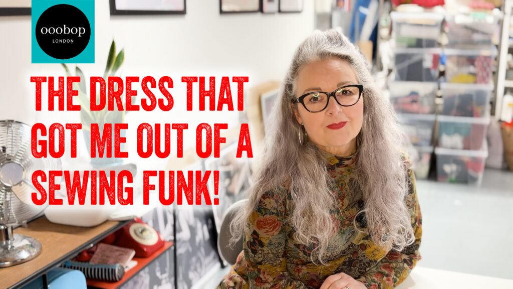 Thumbnail of my first youtube video called The Dress that got me out of a sewing funk!