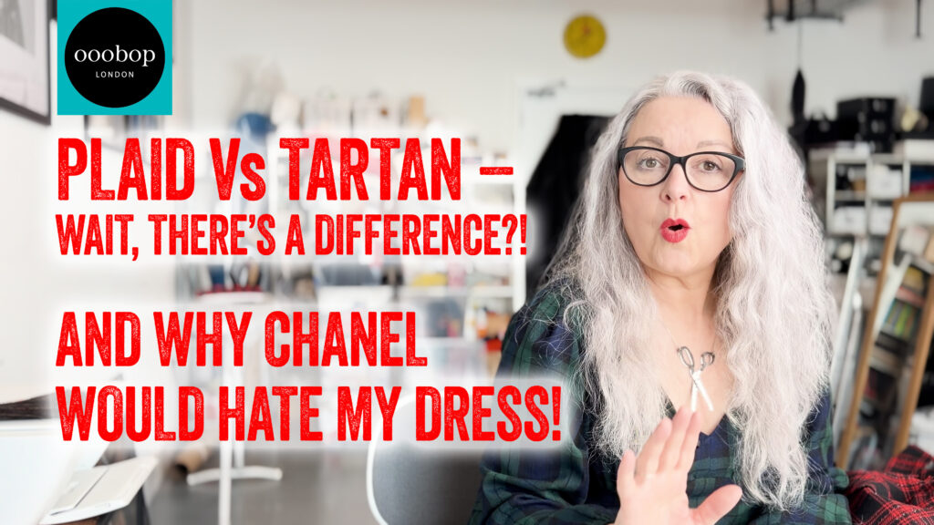Thumbnail for my YouTube Video called: Plaid Vs tartan - wait, there's a difference?! And why Chanel would hate my dress!
